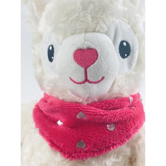Midwood Brands Pink Llama Alpaca Plush Toy Scarf Bandana Hearts White Shimmer 15 - Picture 5 of 10